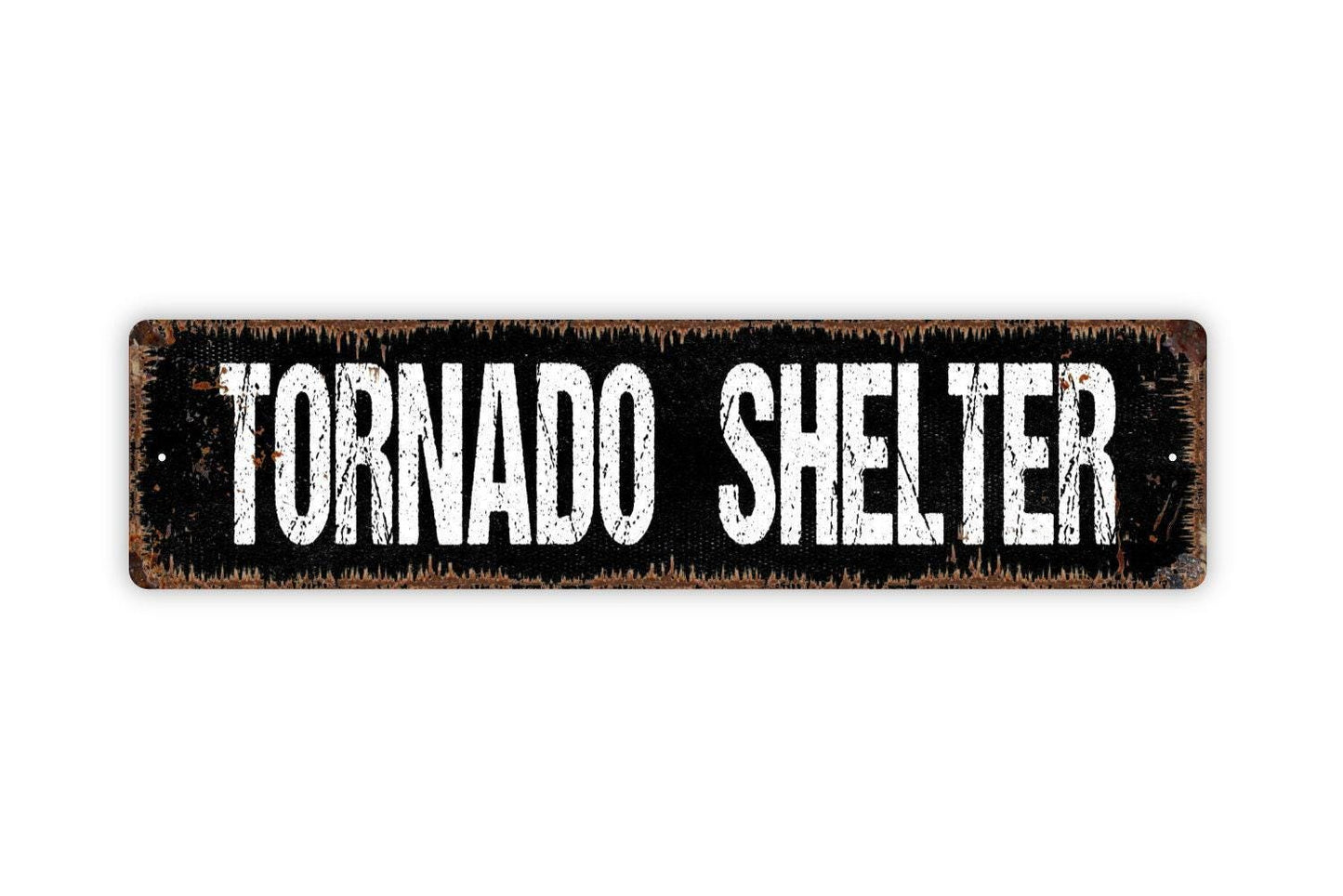 Tornado Shelter Sign - Safety Storm Warning Designated Shelter Vinyl Sticker Or Street Metal Sign or Door Name Plate Plaque