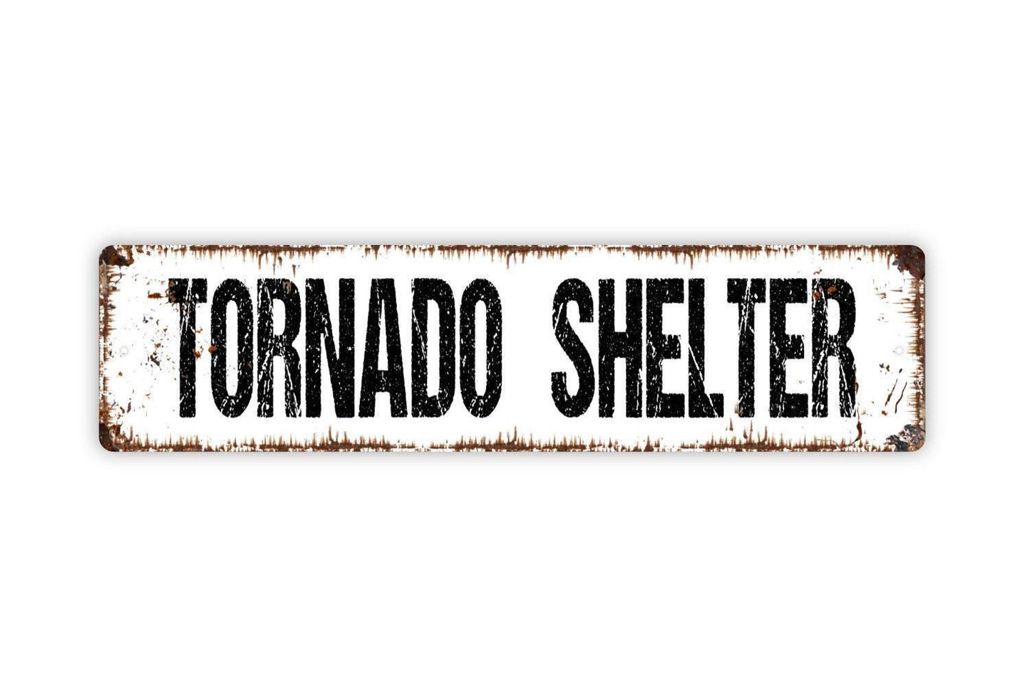 Tornado Shelter Sign - Safety Storm Warning Designated Shelter Vinyl Sticker Or Street Metal Sign or Door Name Plate Plaque