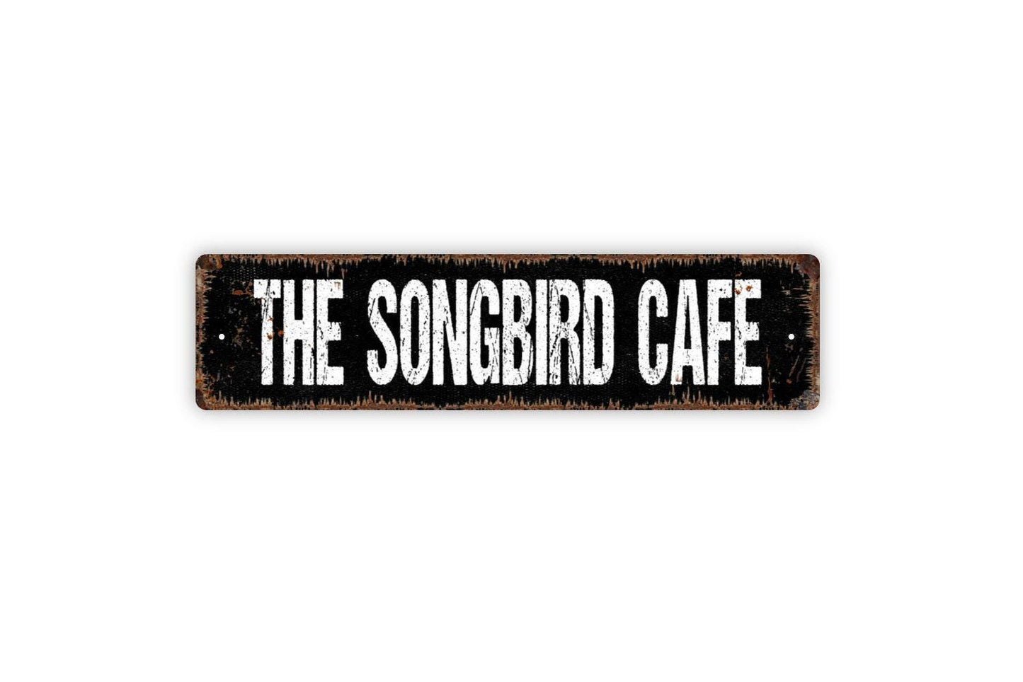 The Songbird Cafe Sign - Apiary Bird Feeder Nest Birdhouse Garden Vinyl Sticker Or Street Metal Sign or Door Name Plate Plaque