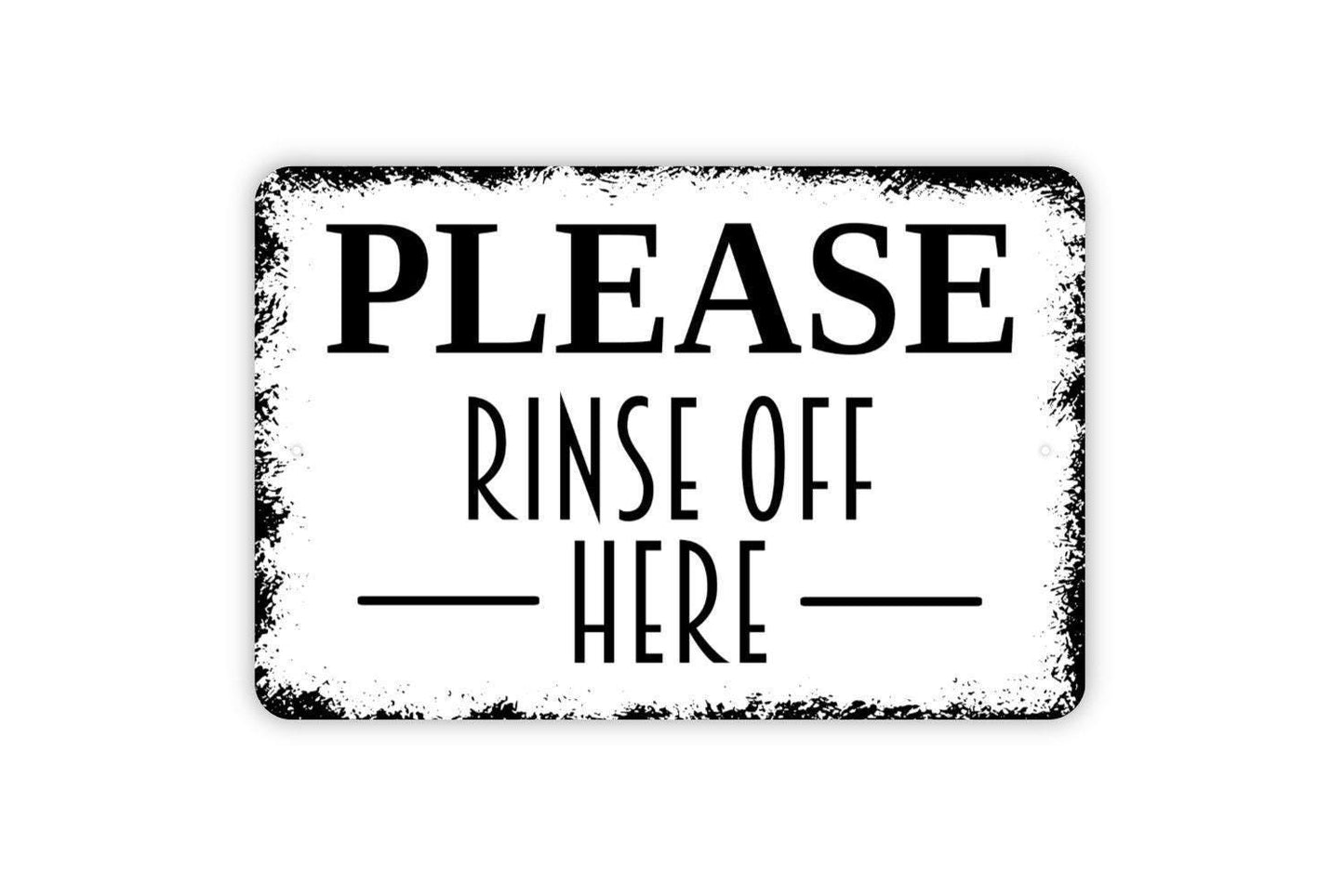 Please Rinse Off Here Sign - Beach Sand Swimming Pool Hot Tub Spa Metal Indoor or Outdoor Wall Art