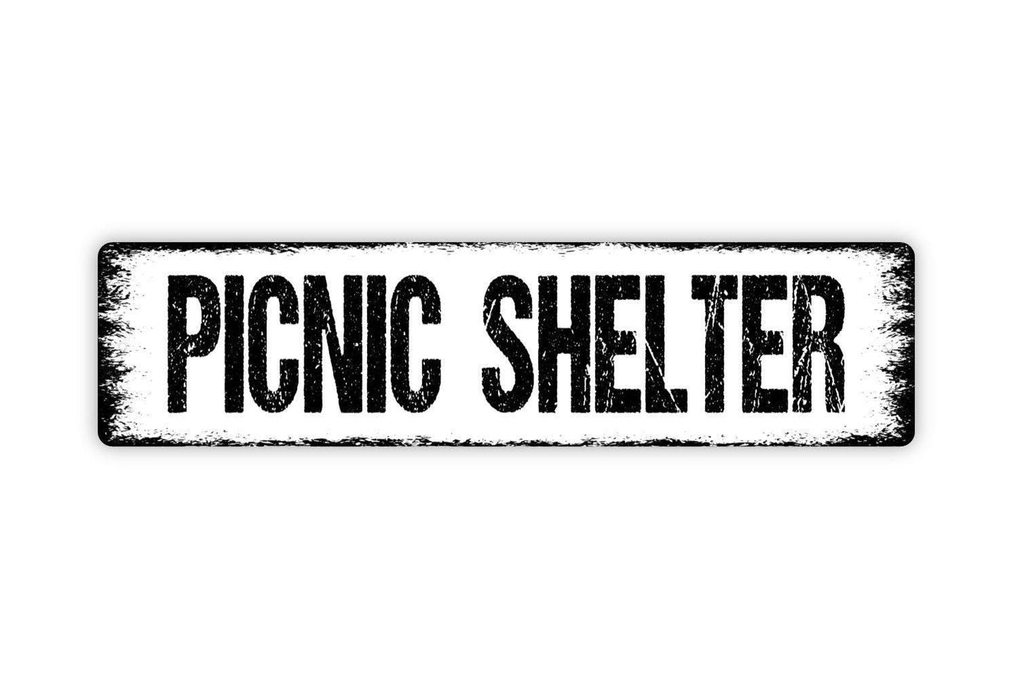 Picnic Shelter Sign Metal or Vinyl Sticker | Park Pavilion Sign | Rustic Outdoor Decor | Camping Sign | Backyard Picnic Area Sticker