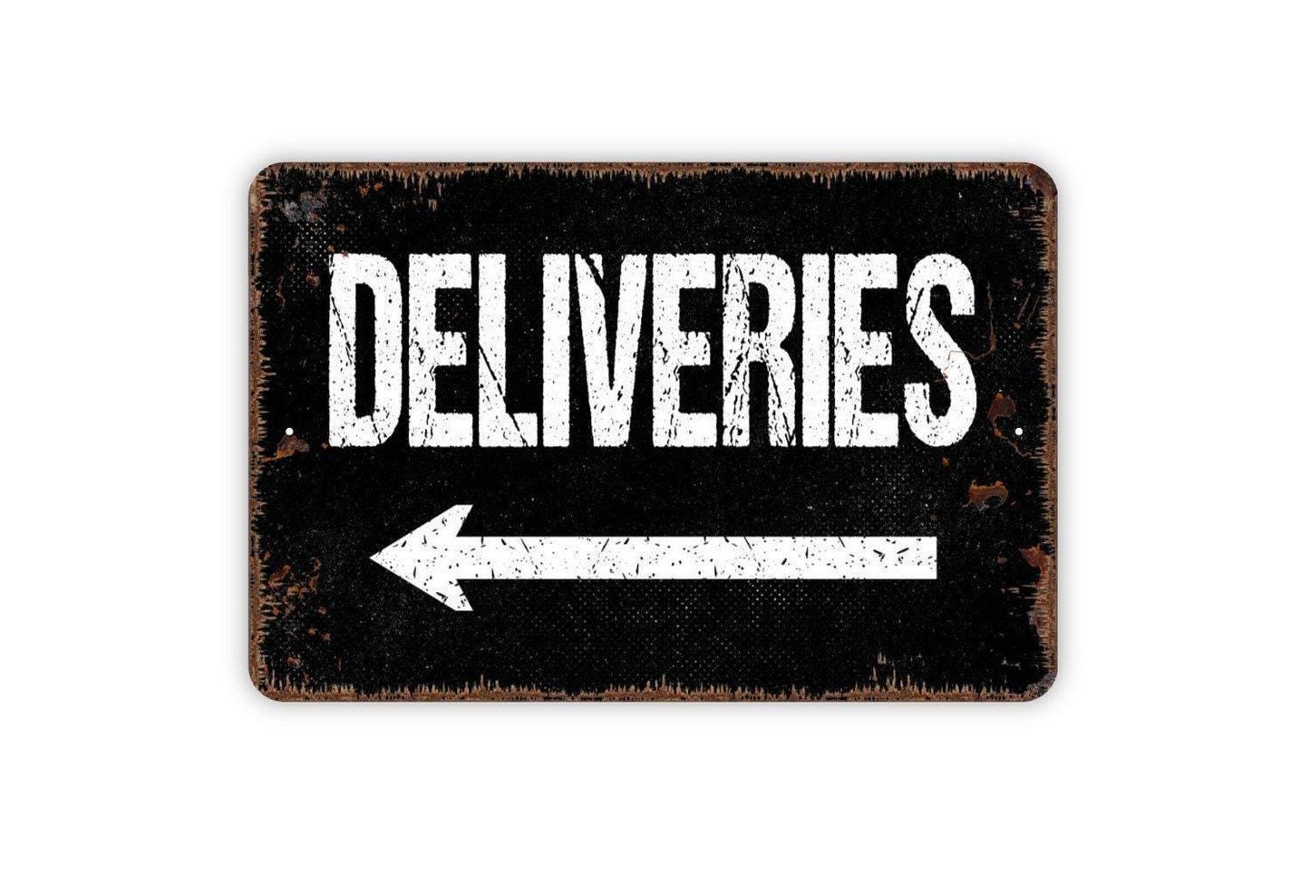 Deliveries With Arrow Sign | Directional Delivery Driver Decor | Business Warehouse Package Drop Off Notice | Metal Sign or Vinyl Sticker