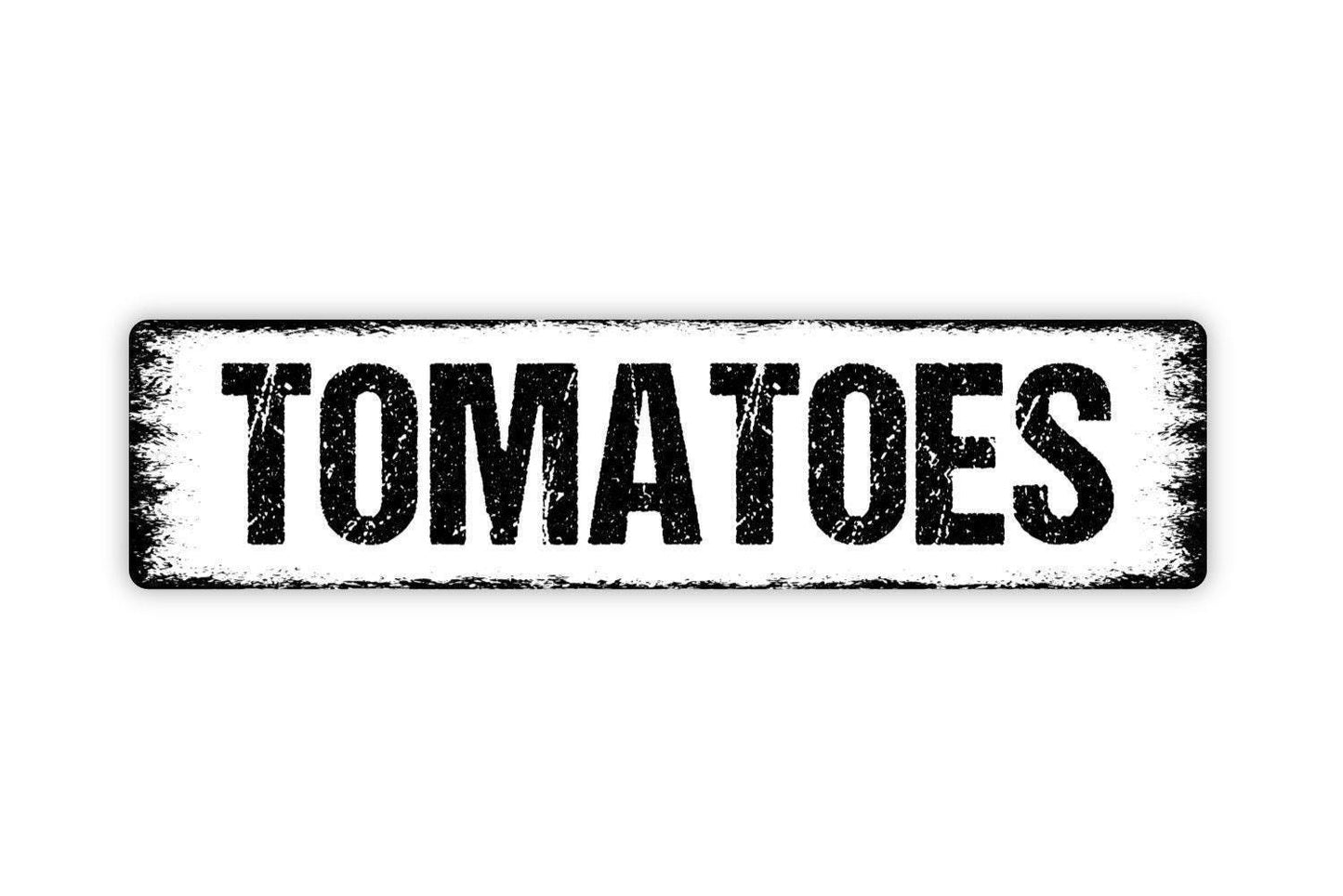 Tomatoes Sign - Vegetables Garden Marker Produce Fruit Farmers Market Vinyl Sticker Or Street Metal Sign or Door Name Plate Plaque
