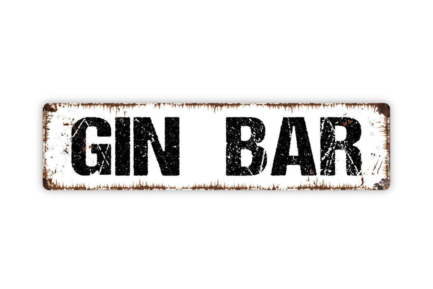 Gin Bar Sign - Pub Saloon Tavern Alcohol Drink Cocktails Vinyl Sticker Or Street Metal Sign or Door Name Plate Plaque