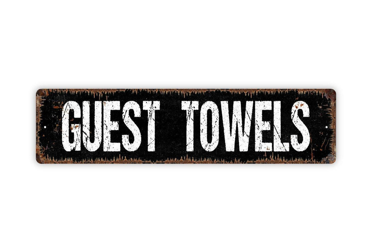 Guest Towels Sign | Bathroom Wall Decor | Metal Sign or Vinyl Sticker for Guest Bathrooms, Powder Rooms, or Bed and Breakfasts