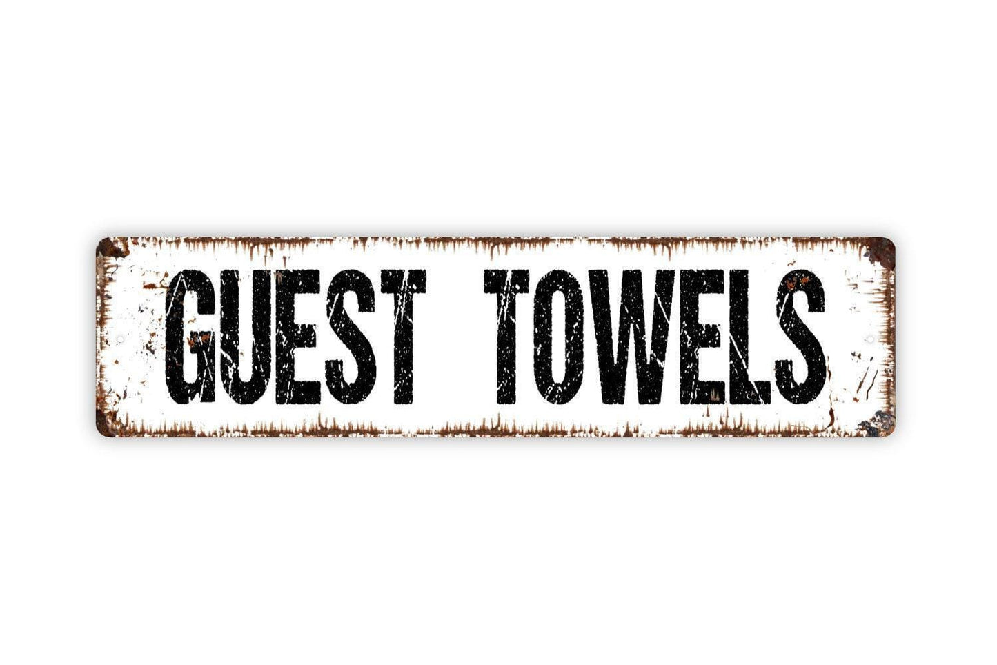 Guest Towels Sign | Bathroom Wall Decor | Metal Sign or Vinyl Sticker for Guest Bathrooms, Powder Rooms, or Bed and Breakfasts