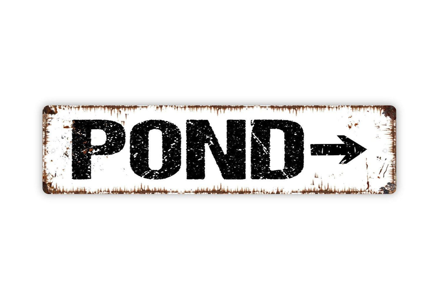 Pond With Arrow Sign - Vinyl Sticker Or Metal Street Sign or Door Name Plate Plaque