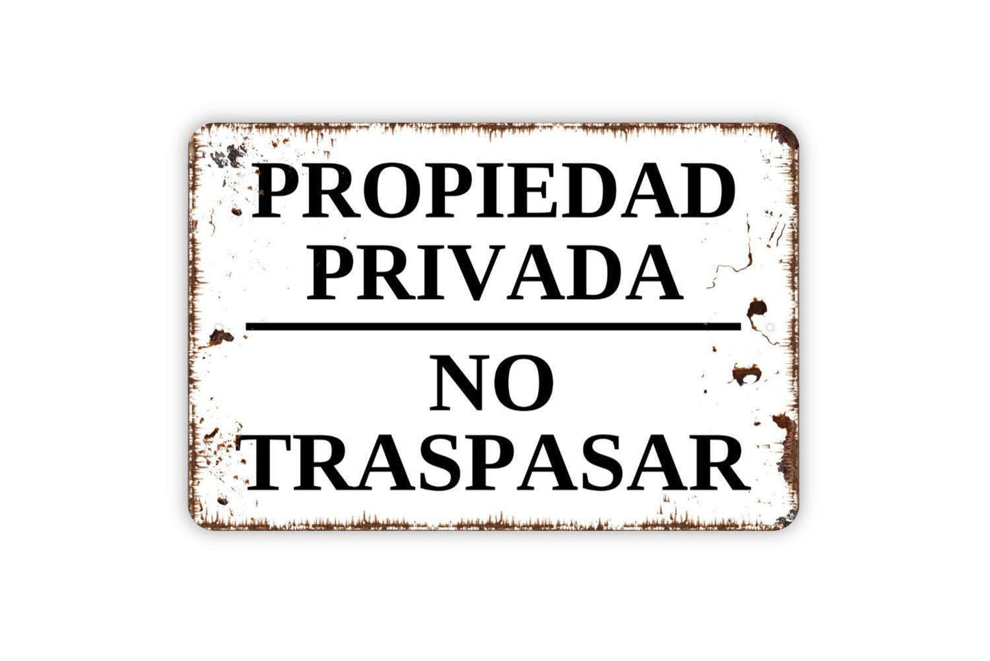 Propiedad Privada No Traspasar Sign | Spanish No Trespassing Security Sign | Metal Sign or Vinyl Sticker for Fence Gate Yard