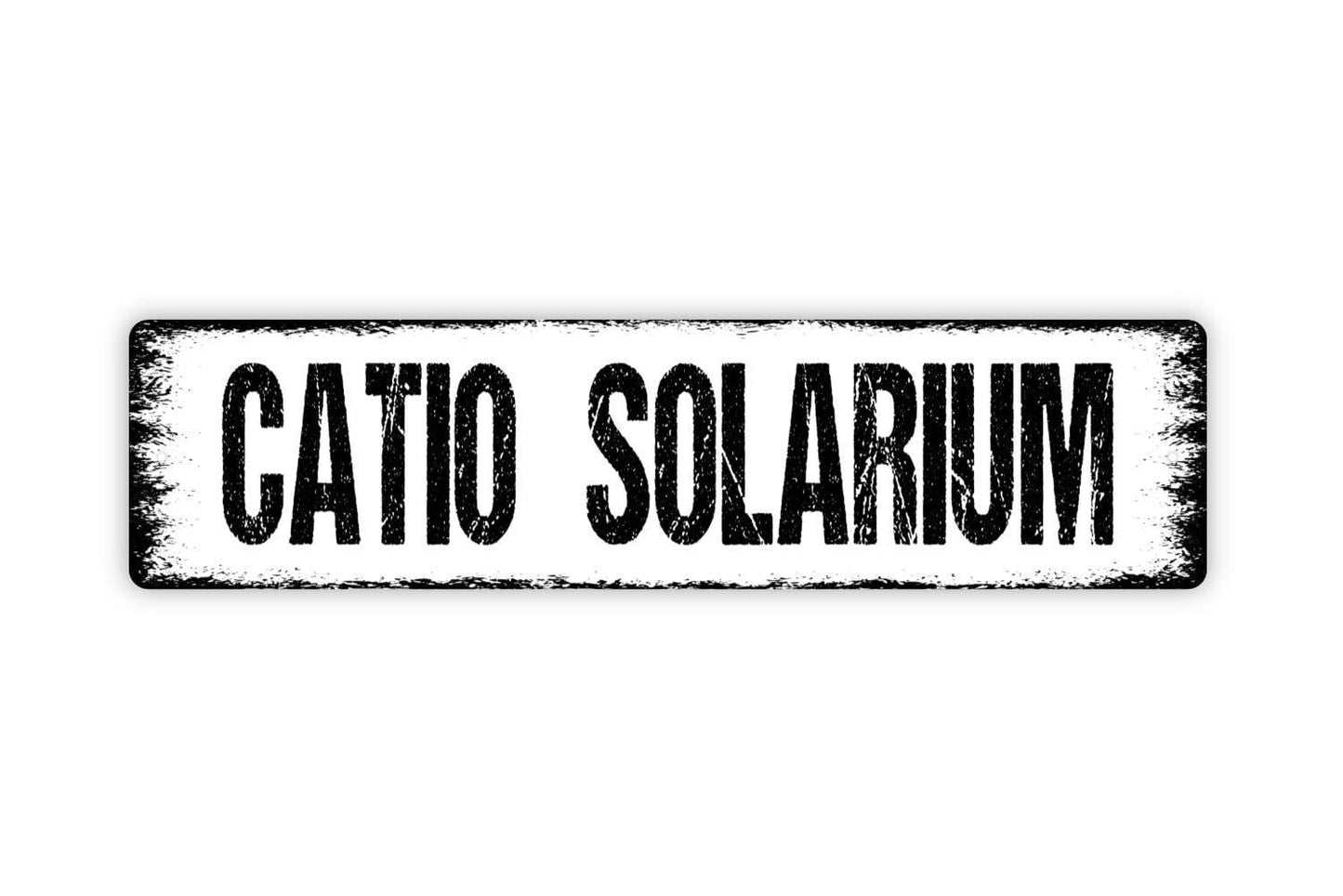 Catio Solarium Sign - Cat Kitten Feline Cats Rule Patio House Vinyl Sticker Or Street Metal Sign or Door Name Plate Plaque