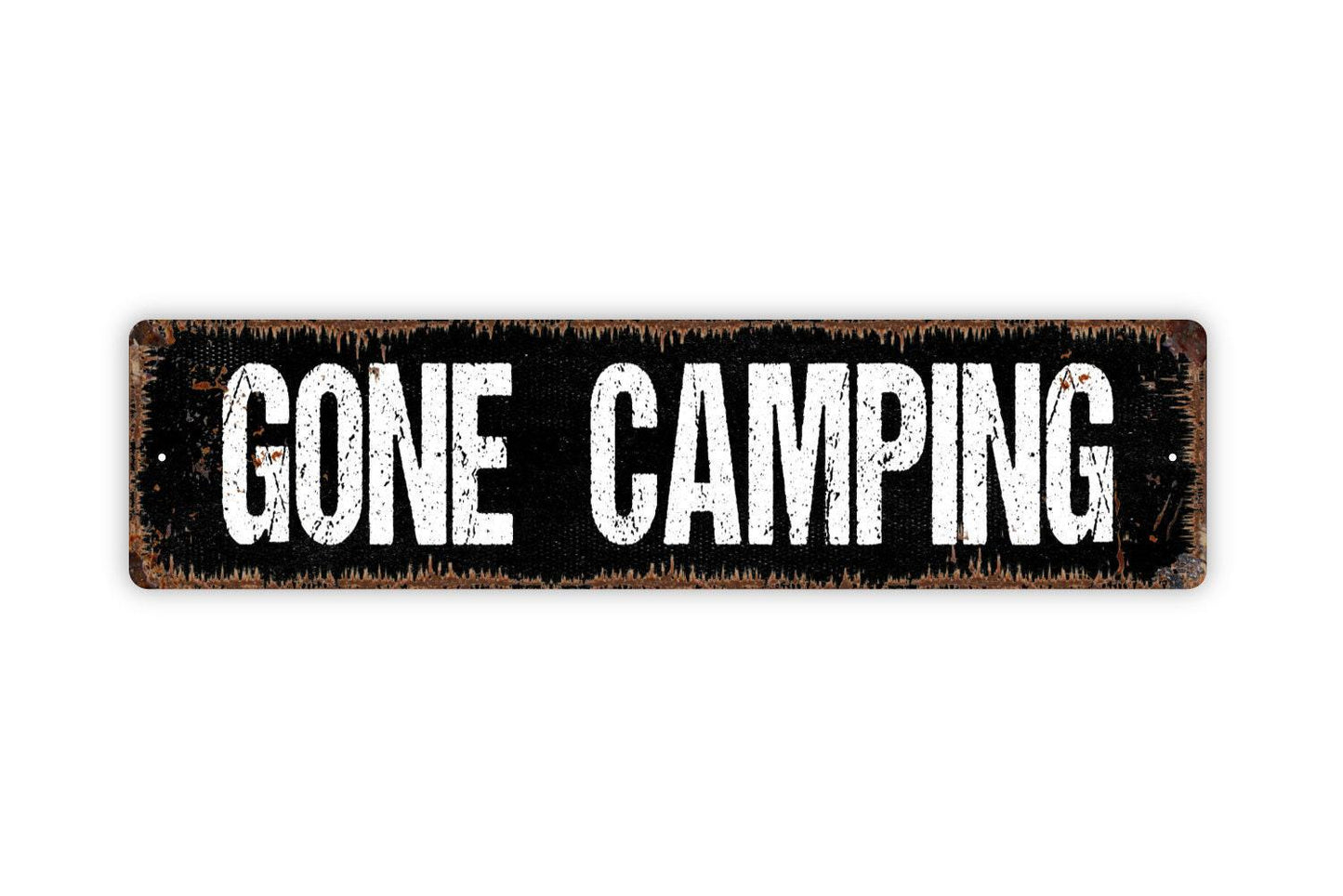 Gone Camping Sign – Rustic Cabin or Campsite Wall Decor – Camper RV Trailer Sign – Outdoor Adventure Wall Art – Metal Sign or Vinyl Sticker