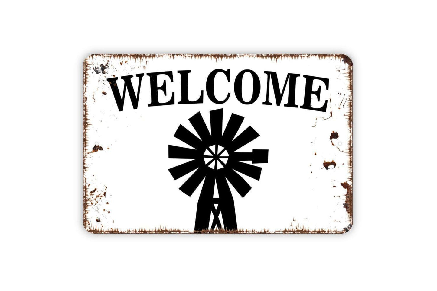 Windmill Welcome Sign - Metal Wall Art - Indoor or Outdoor