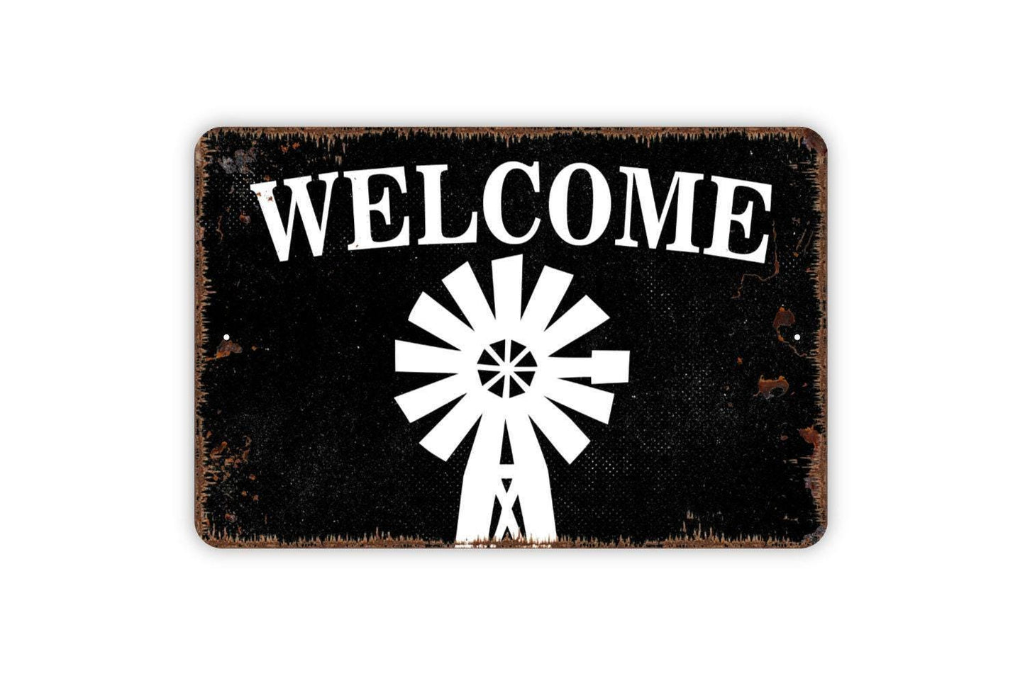 Windmill Welcome Sign - Metal Wall Art - Indoor or Outdoor
