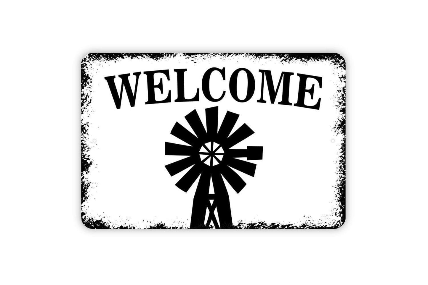 Windmill Welcome Sign - Metal Wall Art - Indoor or Outdoor