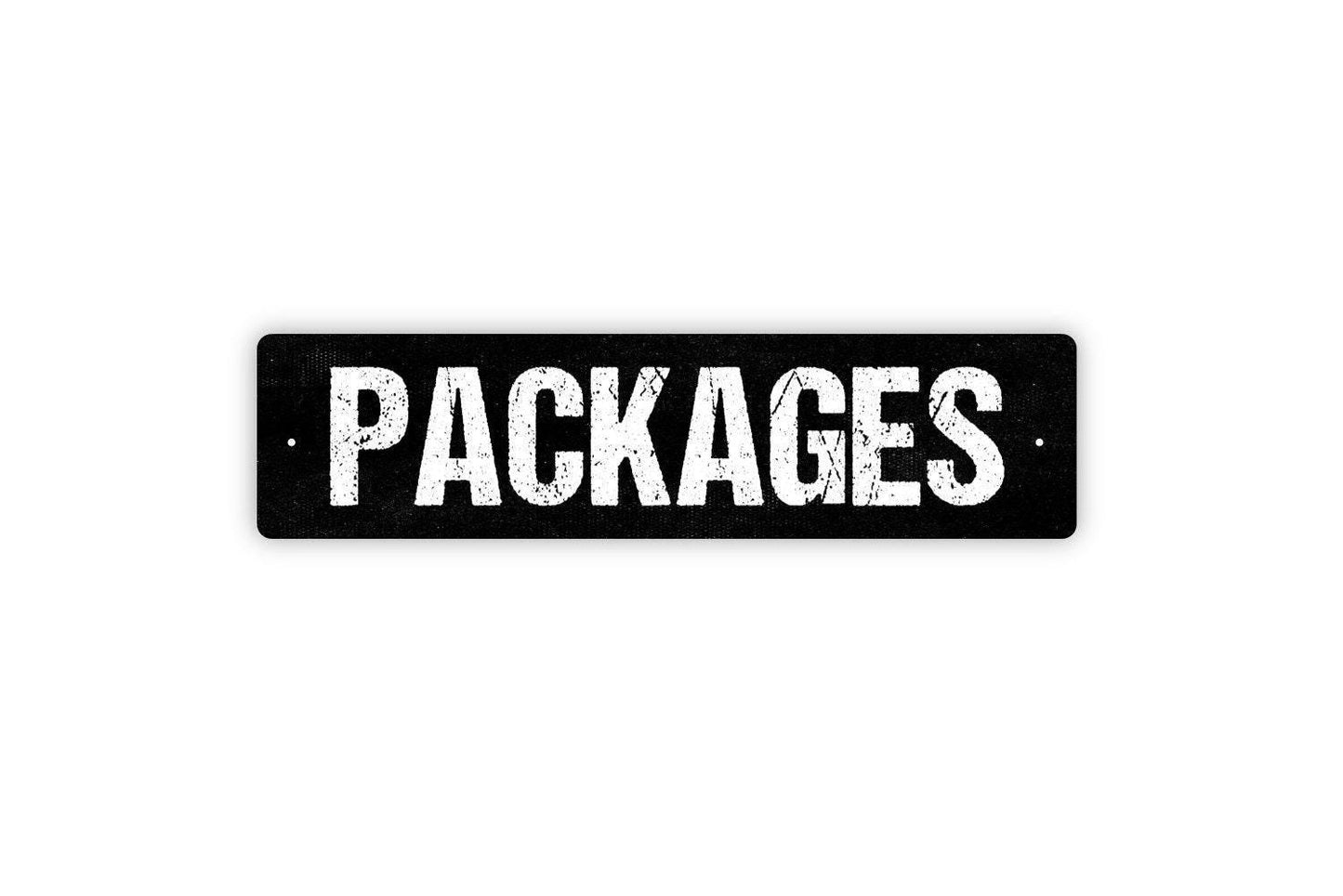 Packages Sign | Delivery Drop Off Porch, Gate, or Lobby Wall Sign | Home or Office Organization Metal Packages Sign or Vinyl Sticker