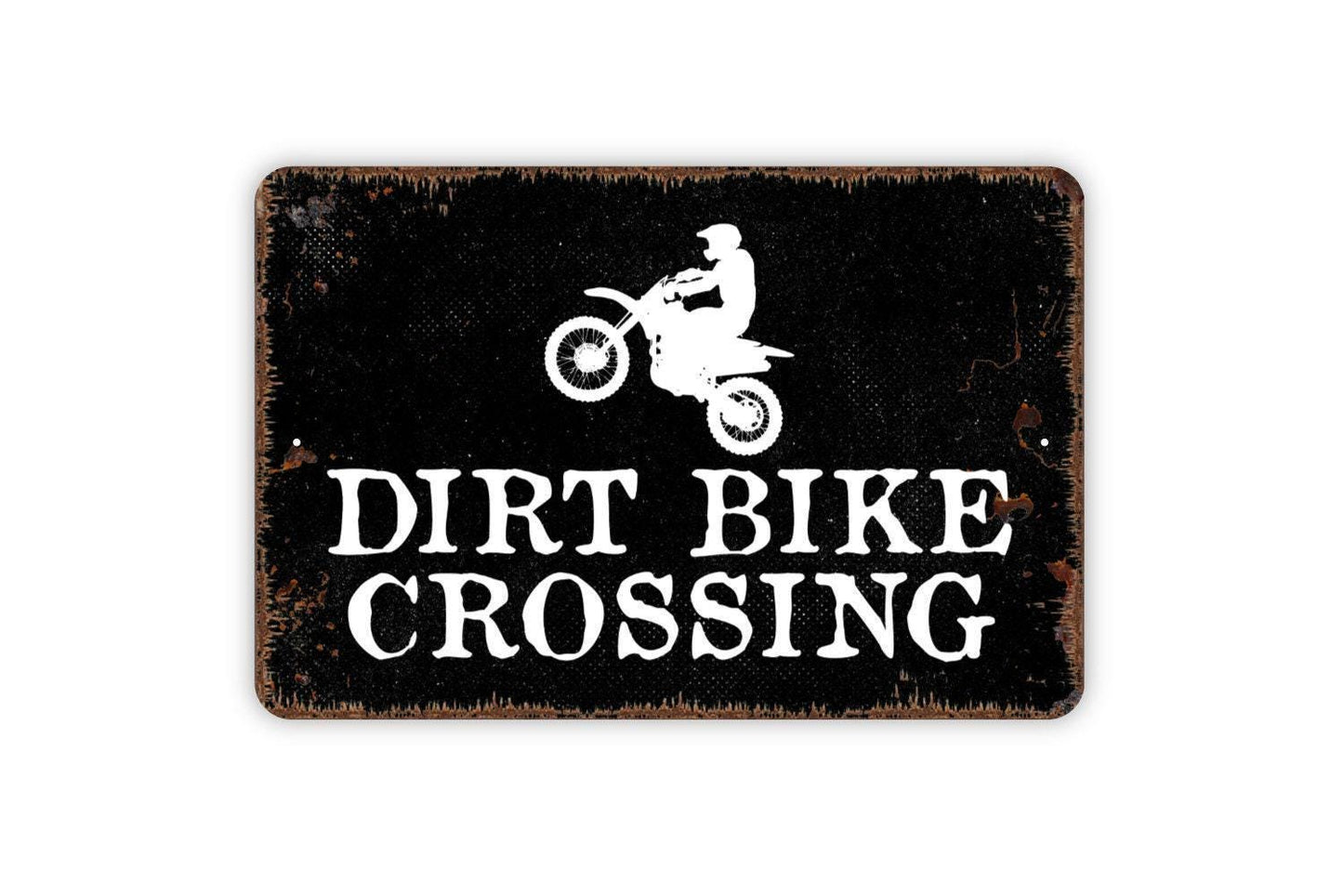 Dirt Bike Crossing Sign - Racing Metal Wall Art - Indoor or Outdoor
