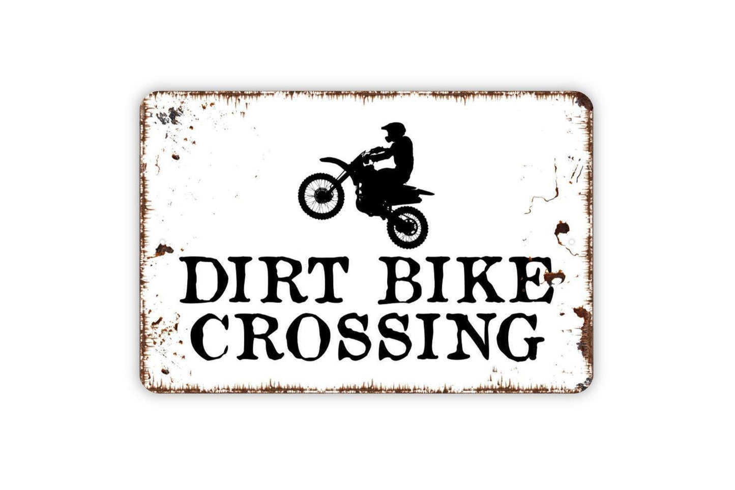 Dirt Bike Crossing Sign - Racing Metal Wall Art - Indoor or Outdoor