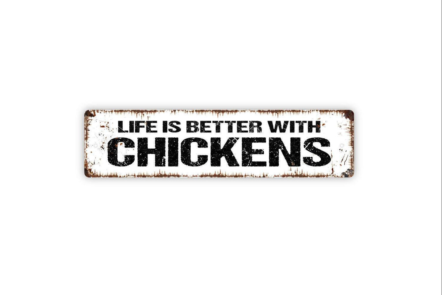 Life Is Better With Chickens Sign | Farmhouse Wall Decor | Metal Sign or Vinyl Sticker for Chicken Coops, Barns, Kitchens, or Homes