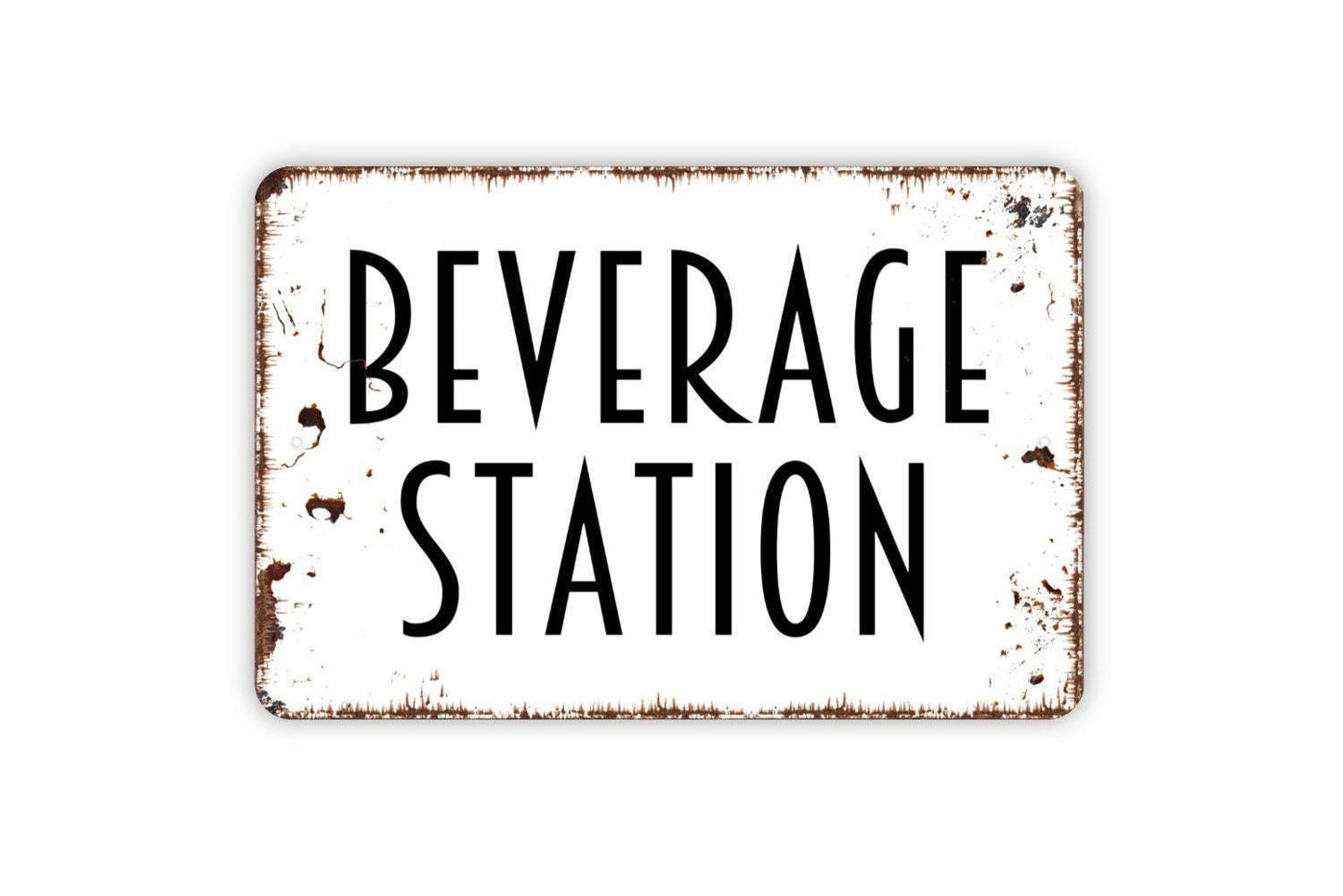 Beverage Station Sign – Coffee Bar Drink Station Wall Decor – Rustic Farmhouse Kitchen Dining Room Party Sign – Metal Sign or Sticker