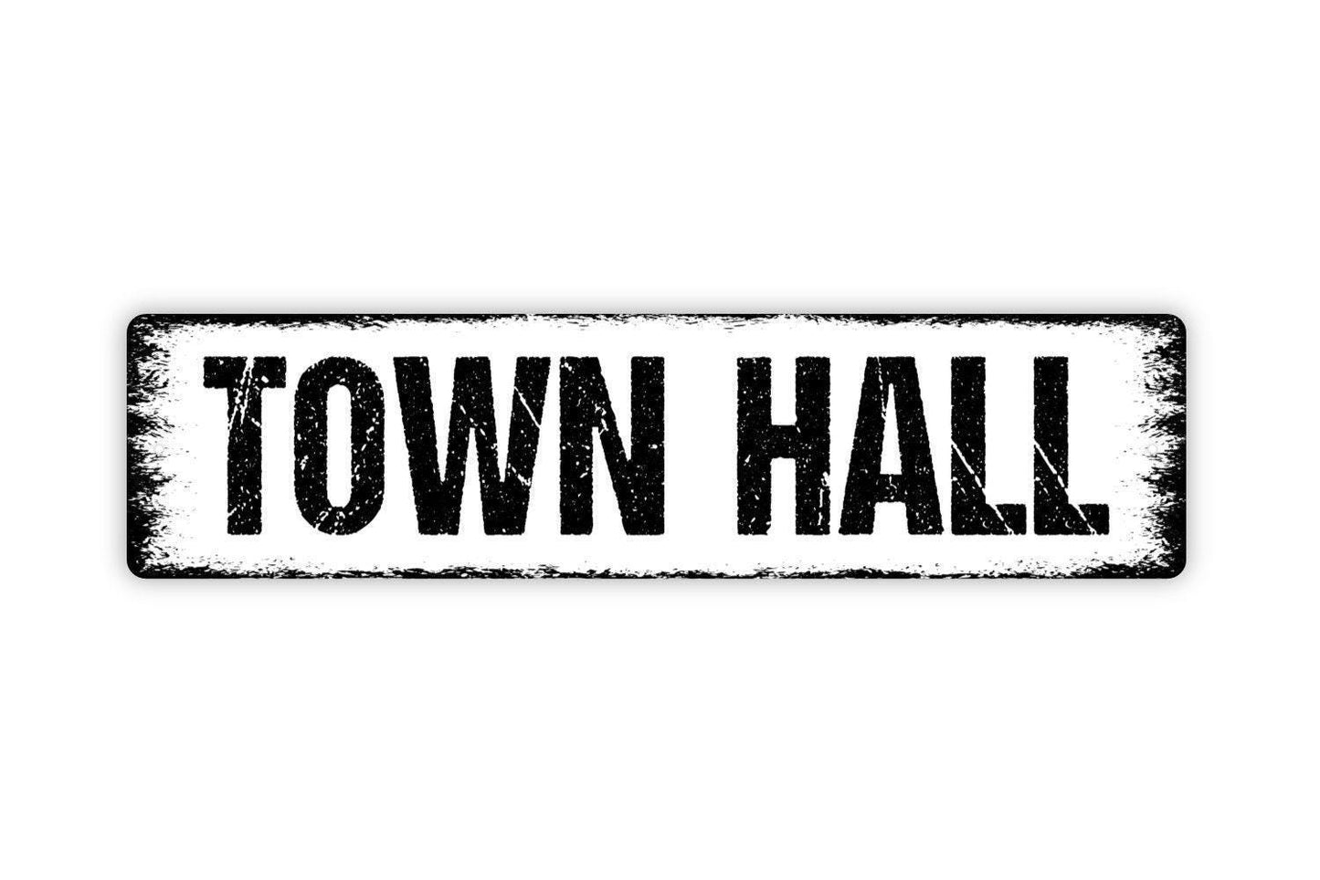 Town Hall Sign | Municipal Office Sign | Historic Building Decor | Community Center Wall Sign | Metal Sign or Vinyl Sticker