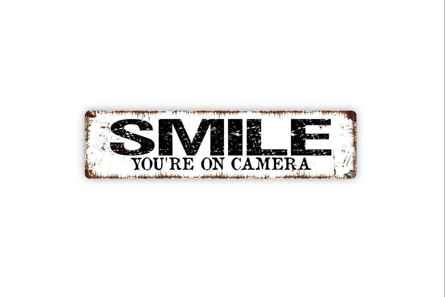 Smile You’re On Camera Sign | Security Warning Metal Sign or Vinyl Sticker | Home, Business, Fence, or Property Surveillance Decor