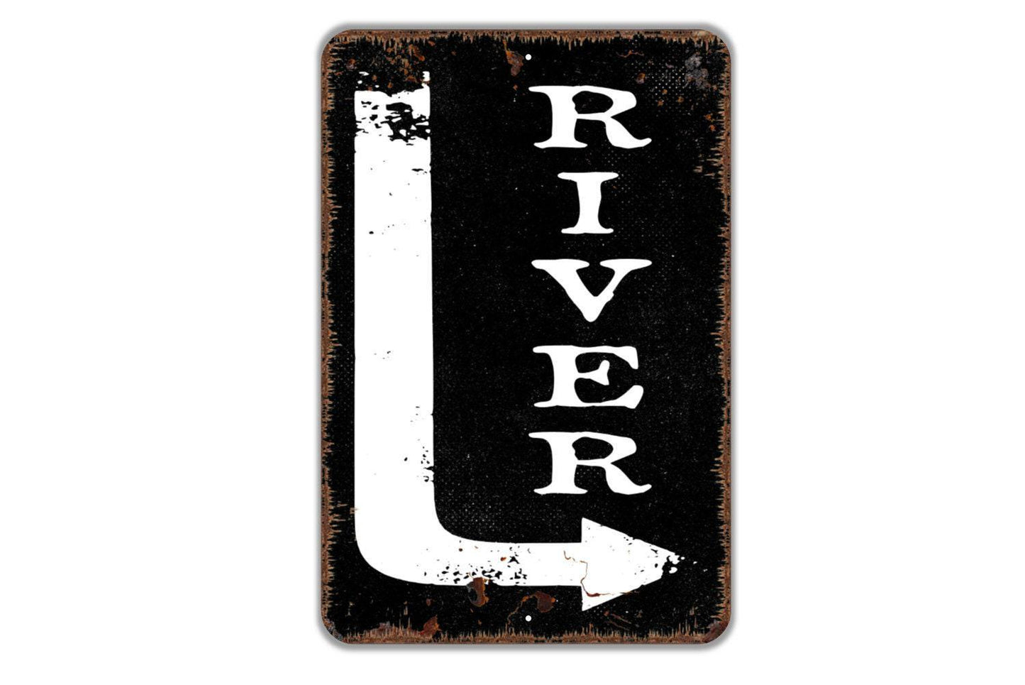 River With Right or Left Arrow Sign - Metal Indoor or Outdoor Wall Art