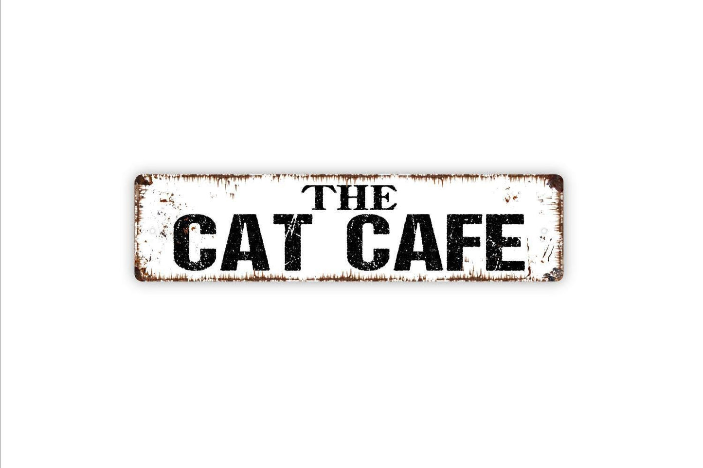 The Cat Cafe Sign | Funny Cat Lover Wall Decor | Metal Sign or Vinyl Sticker for Kitchen Coffee Bar Home Cafe Restaurant