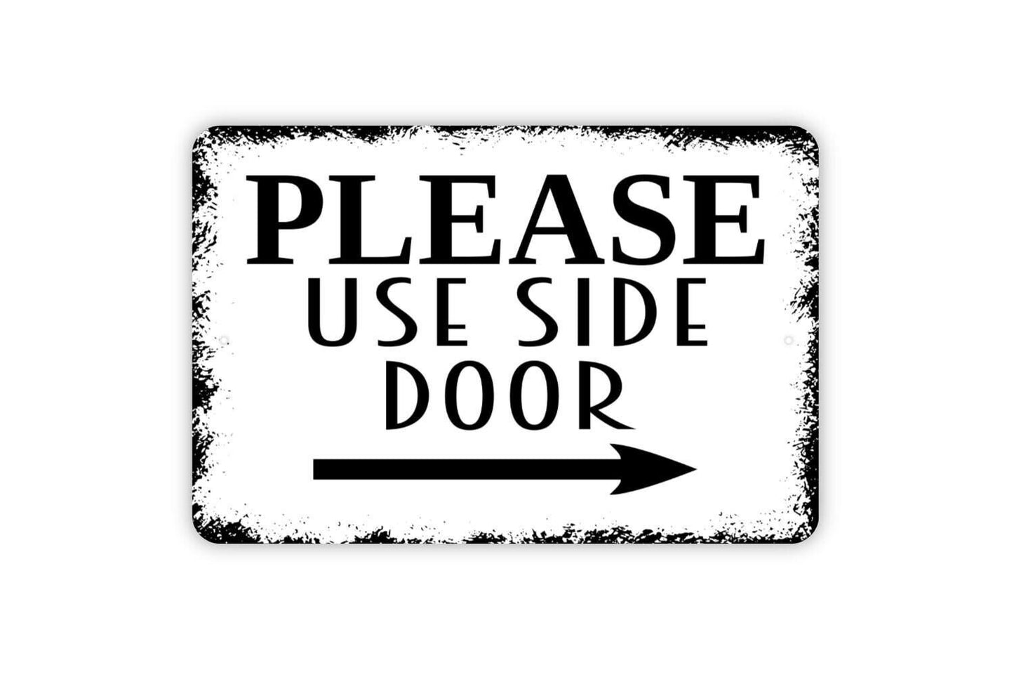Please Use Side Door With Arrow Sign | Directional Entry Sign | Metal Sign or Vinyl Sticker for Business Office Store Restaurant
