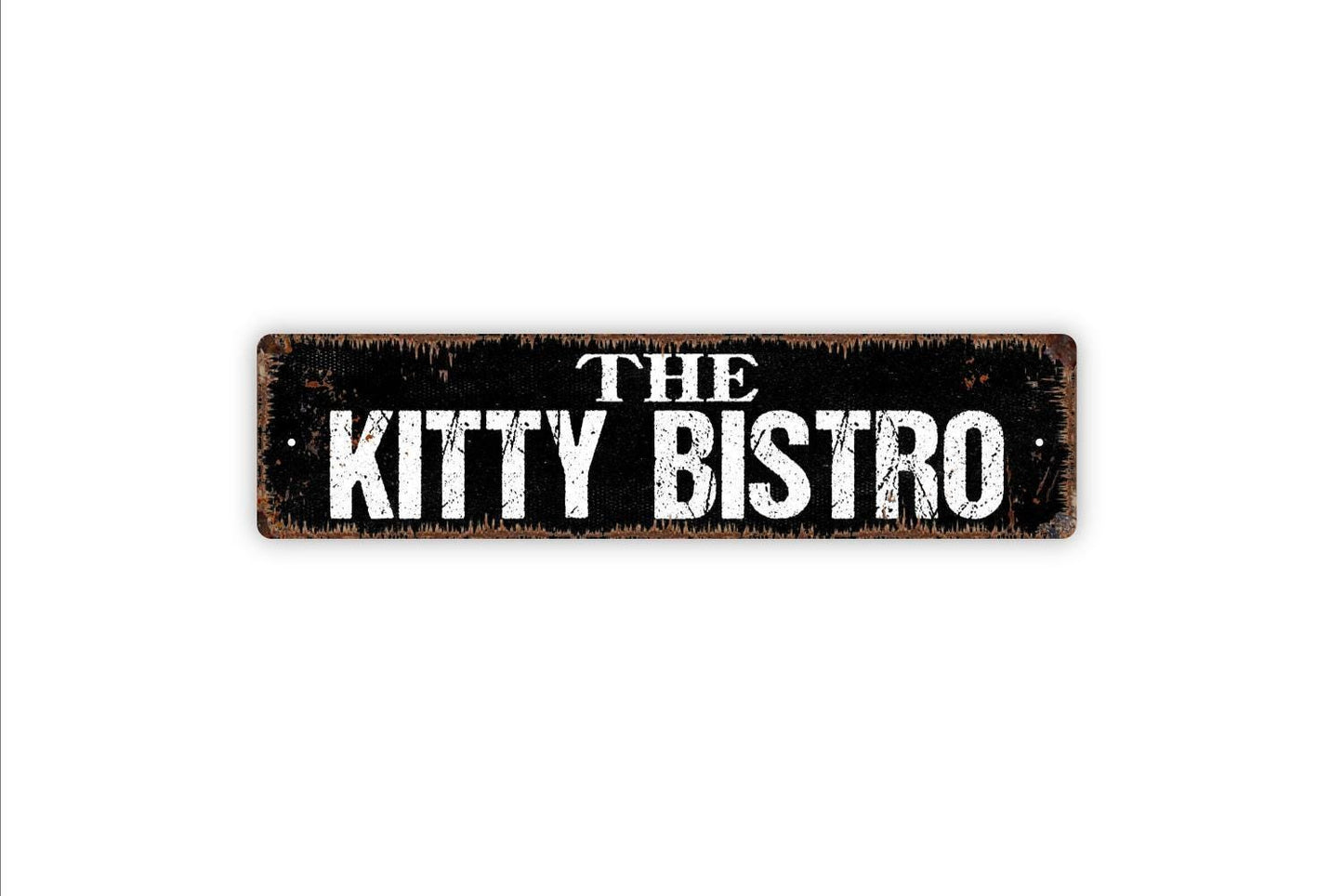 The Kitty Bistro Sign - Funny Welcome To Our Home Cat Cafe Kitten Kitty Feline Vinyl Sticker Or Street Metal Sign or Door Name Plate Plaque