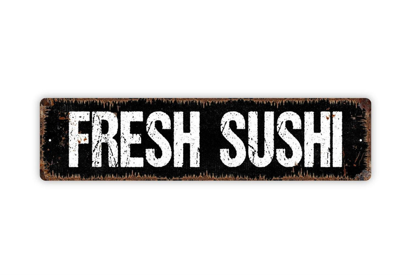 Fresh Sushi Sign – Rustic Kitchen Dining Room Wall Decor – Asian Food Restaurant Cafe Market Sign – Metal Sign or Sticker
