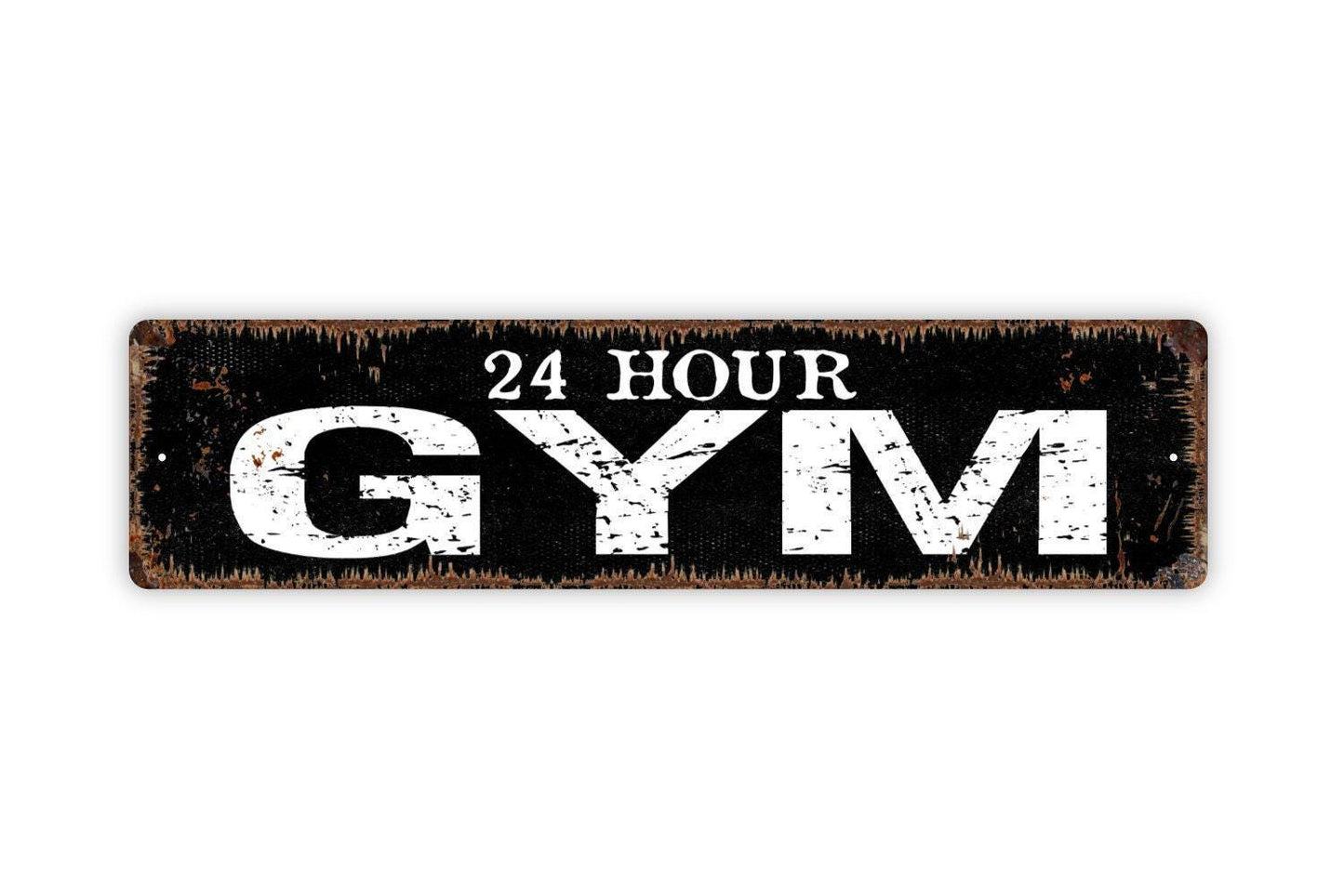 24 Hour Gym Sign - Workout Fitness Vinyl Sticker Or Metal Street Sign or Door Name Plate Plaque