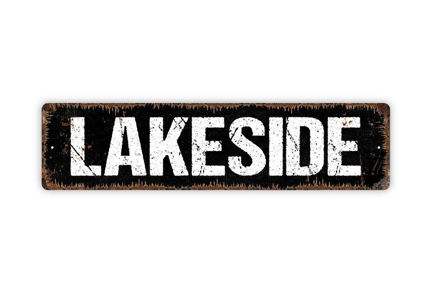 Lakeside Sign - Lake Cabin Boat Vinyl Sticker Or Metal Street Sign or Door Name Plate Plaque