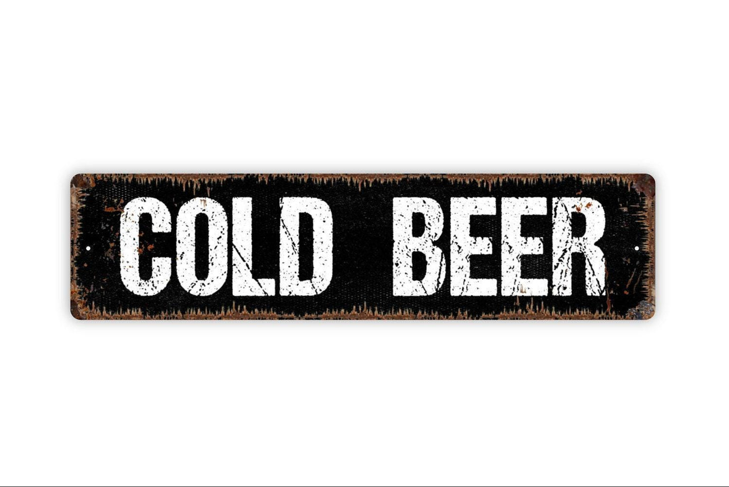 Cold Beer Sign - Pub Bar Saloon Tavern Man Cave Vinyl Sticker Or Metal Street Sign or Door Name Plate Plaque