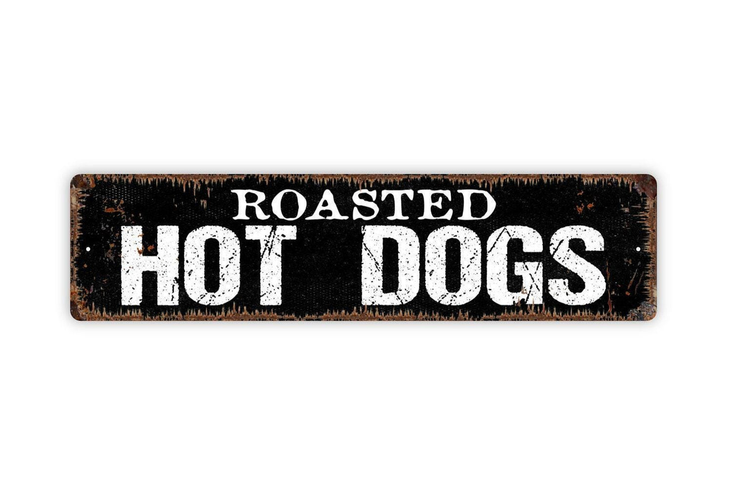 Roasted Hot Dogs Sign - Campfire Camping Food Truck Weiner Vinyl Sticker Or Street Metal Sign or Door Name Plate Plaque