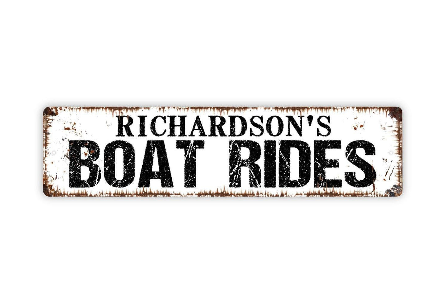 Personalized Boat Rides Sign – Custom Lake House Dock Pier Wall Decor – Nautical Boat Rental Cabin Beach House Sign – Metal Sign or Sticker