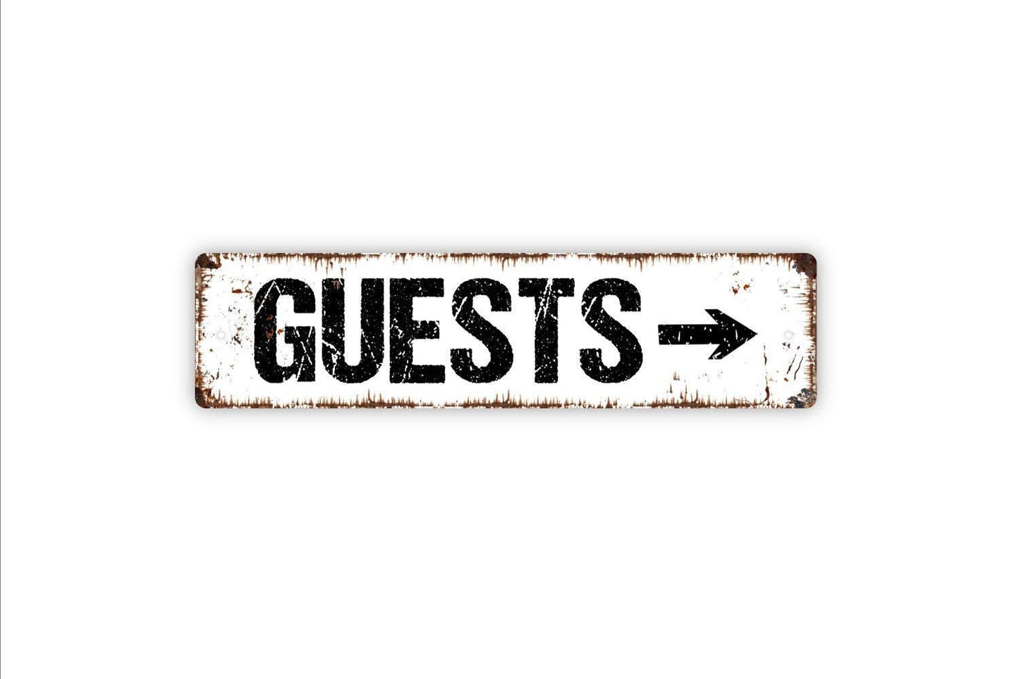 Guests With Arrow Sign - Property Rental Guest Vacation House Vinyl Sticker Or Street Sign or Door Name Plate Plaque