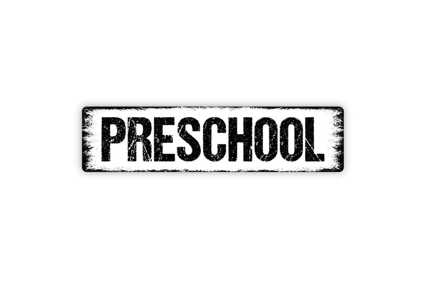 Preschool Sign | Rustic Classroom or Daycare Wall Sign for Teachers, Playrooms, or Learning Centers | Metal Sign or Vinyl Sticker Décor