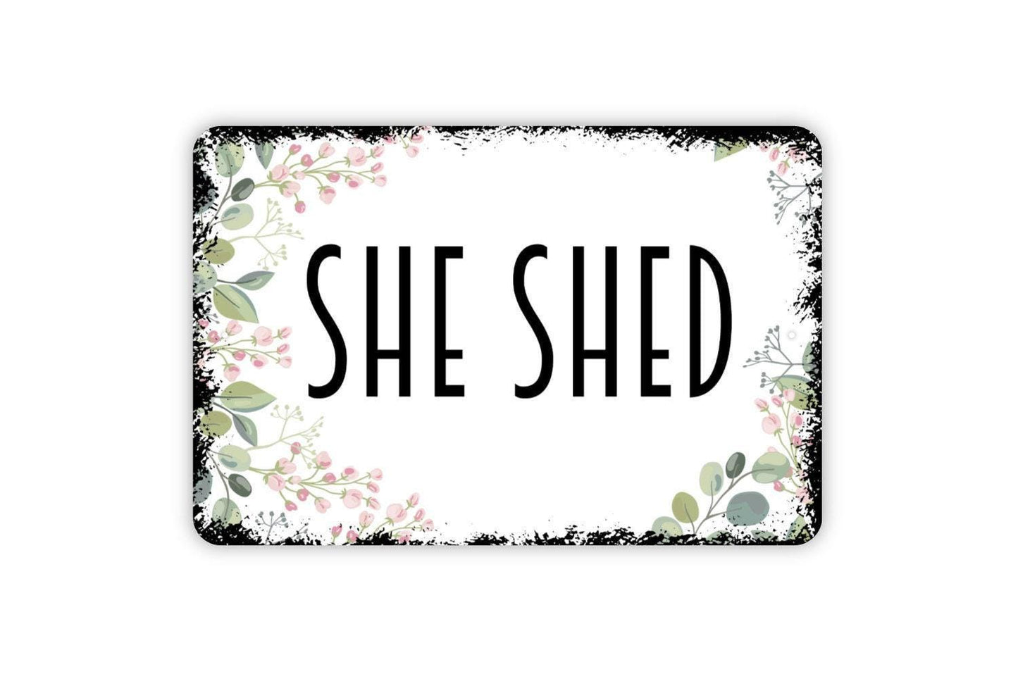 She Shed Sign - Flower Garden Metal Wall Art - Indoor or Outdoor