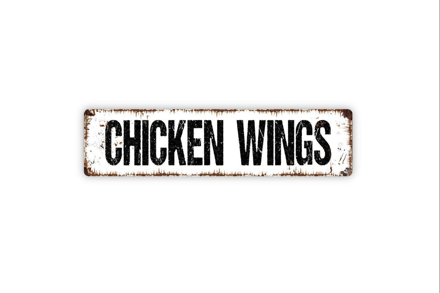 Chicken Wings Sign - Chicken Coop Vinyl Sticker Or Street Metal Sign or Door Name Plate Plaque