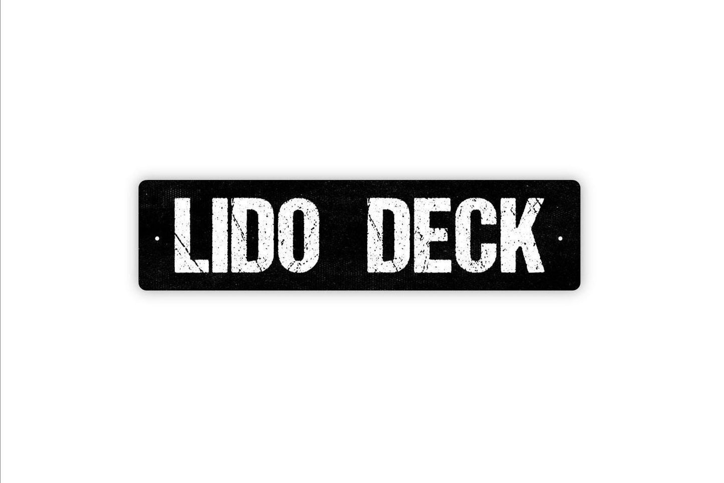Lido Deck Sign - Boat Ship Swimming Pool Lounge Vinyl Sticker Or Street Metal Sign or Door Name Plate Plaque