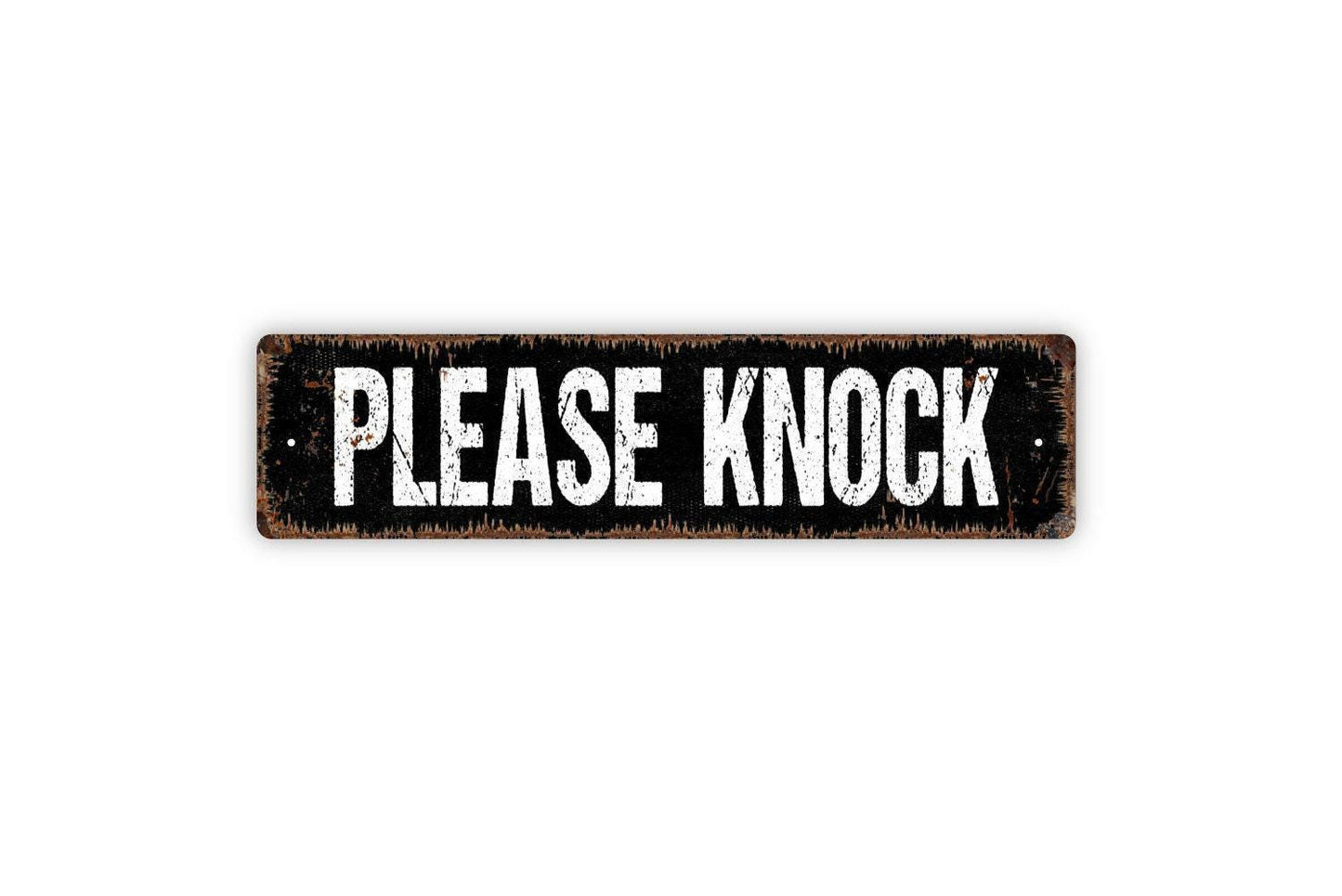 Please Knock Sign - Front Door Sign Private Residence Vinyl Sticker Or Street Sign or Door Name Plate Plaque