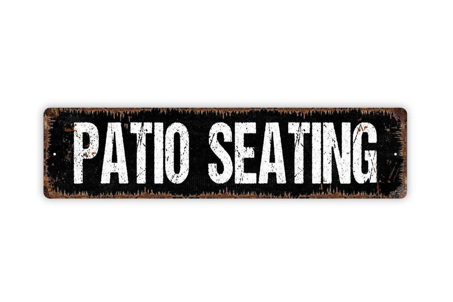 Patio Seating Sign - Restaurant Table Please Seat Yourself Open Seating Outside Rustic Street Metal Sign or Door Name Plate Plaque