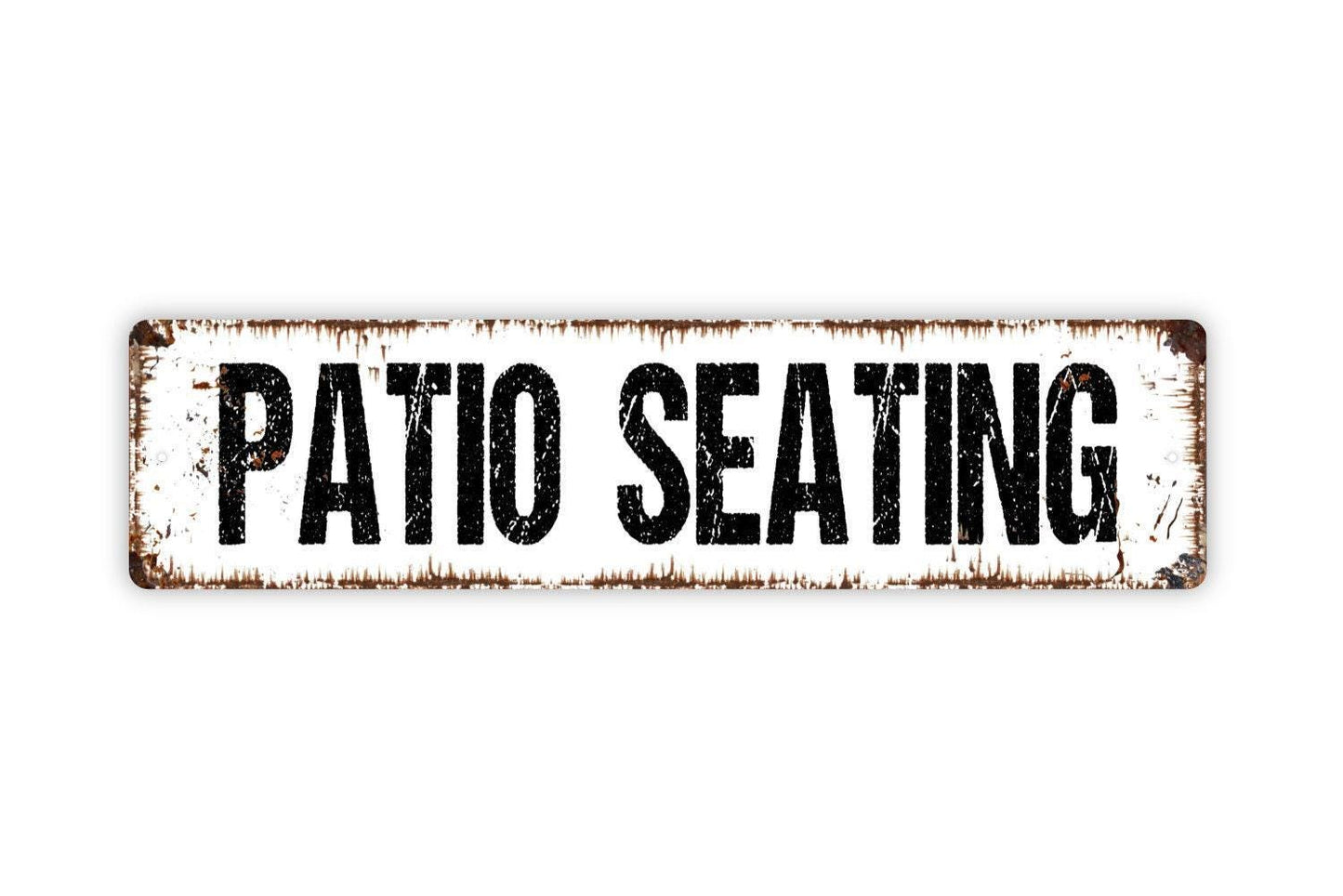Patio Seating Sign - Restaurant Table Please Seat Yourself Open Seating Outside Rustic Street Metal Sign or Door Name Plate Plaque