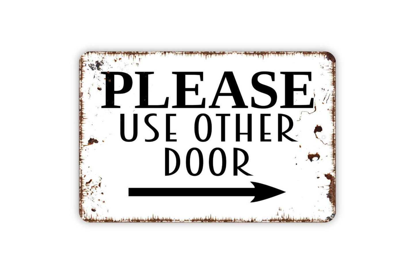 Please Use Other Door With Arrow Sign | Directional Entry Sign | Metal Sign or Vinyl Sticker for Business Office Store Restaurant