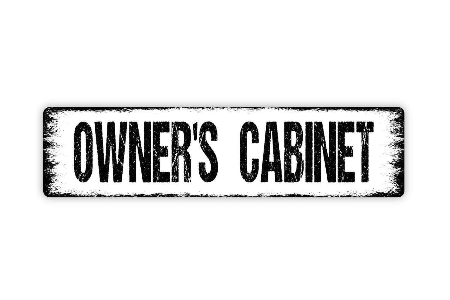 Owner's Cabinet Sign - Rental Property Hotel Motel Bed And Breakfast Guest Visitor Rustic Street Metal Sign or Door Name Plate Plaque