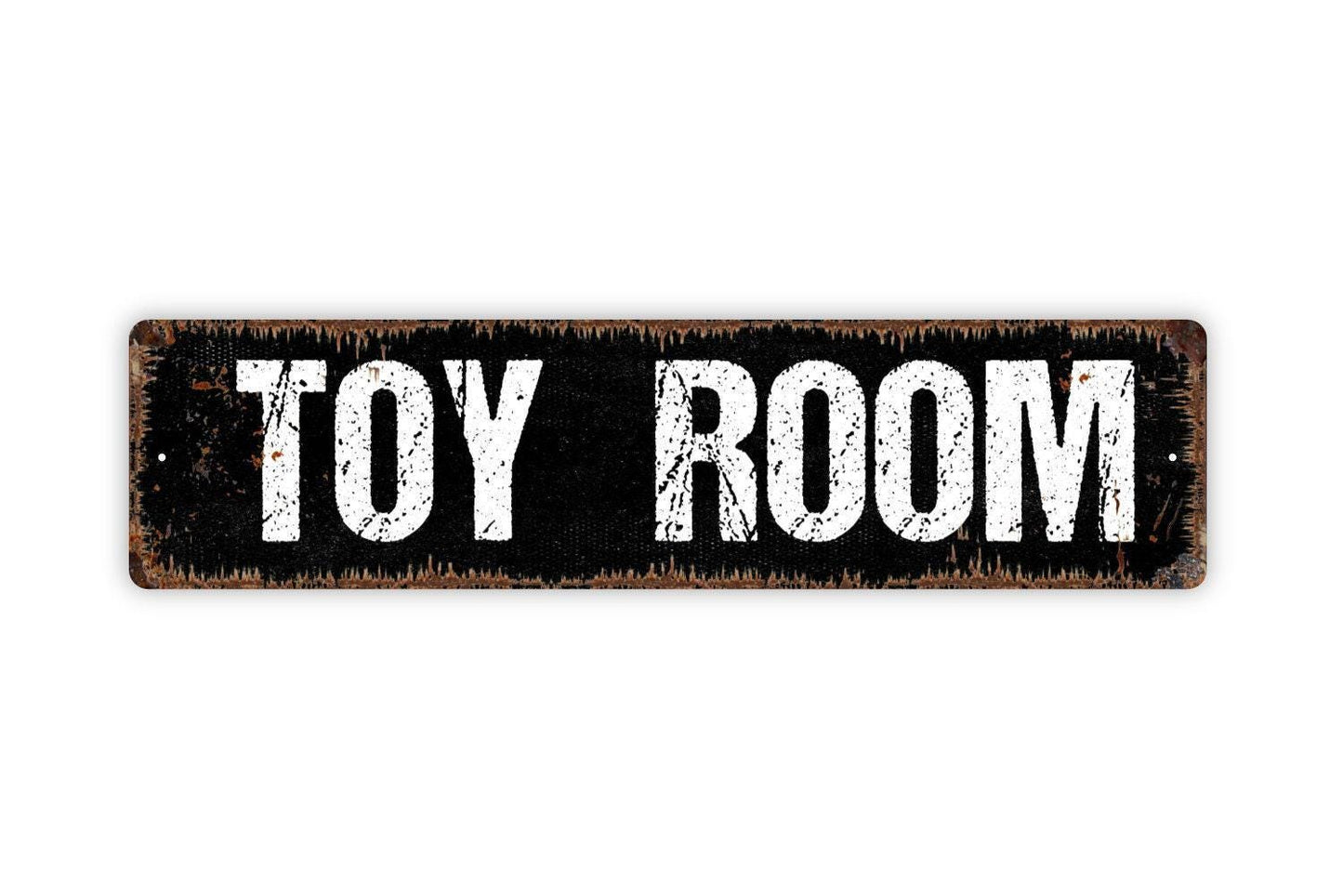 Toy Room Sign - Playroom Kids Children Child At Play Vinyl Sticker Or Street Metal Sign or Door Name Plate Plaque