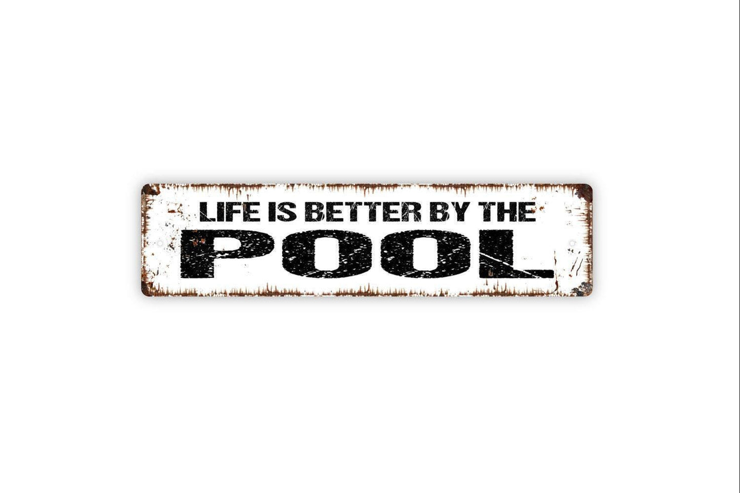 Life Is Better By The Pool Sign | Outdoor Patio, Backyard, or Poolside Wall Sign | Summer Décor Metal Pool Sign or Vinyl Sticker House Gift