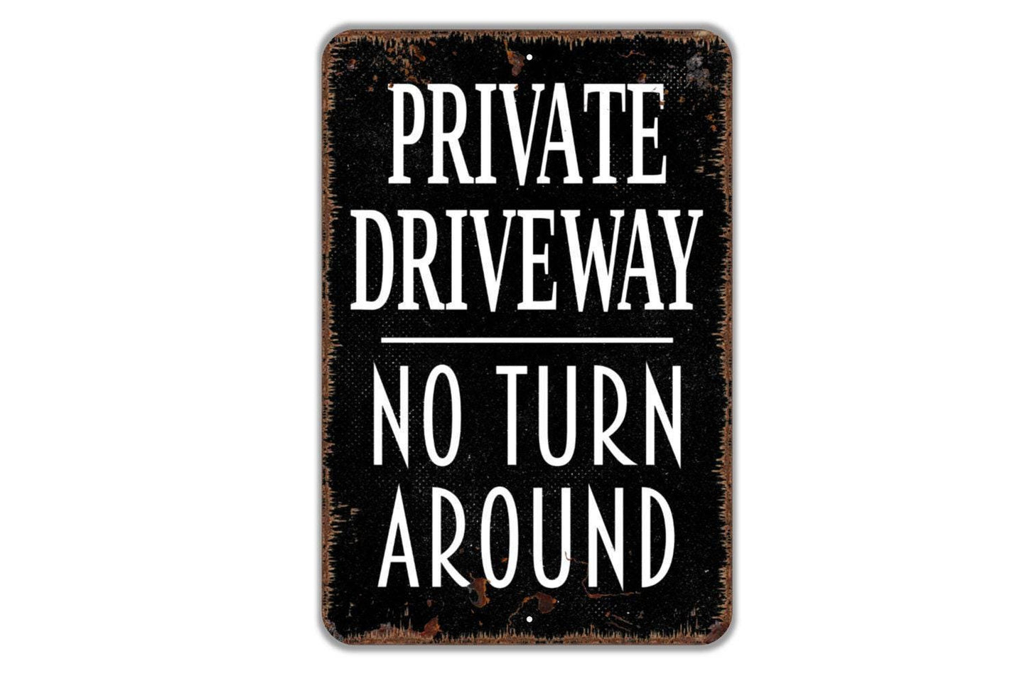 Private Driveway No Turn Around Sign | Security Warning Wall Sign | Metal Sign or Vinyl Sticker for Home, Road, or Property Entrance