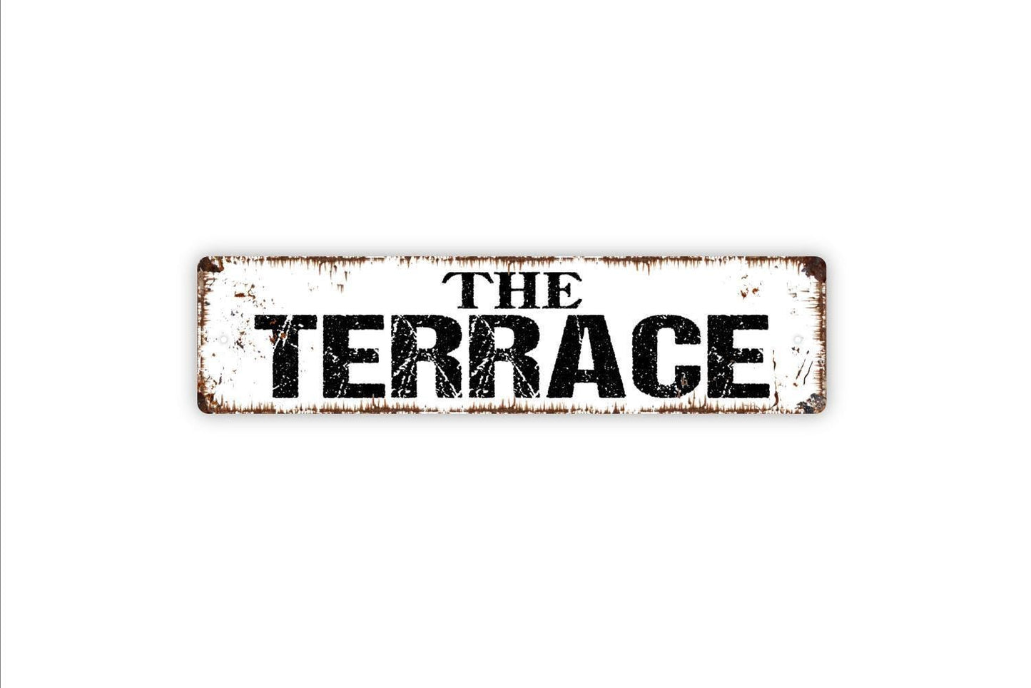 The Terrace Sign – Patio Garden Outdoor Dining Wall Decor – Rustic Farmhouse Porch Yard Home Sign – Metal Sign or Sticker