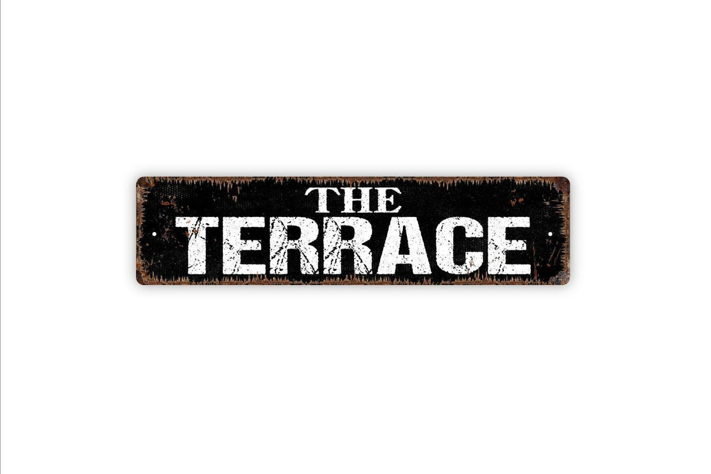 The Terrace Sign – Patio Garden Outdoor Dining Wall Decor – Rustic Farmhouse Porch Yard Home Sign – Metal Sign or Sticker