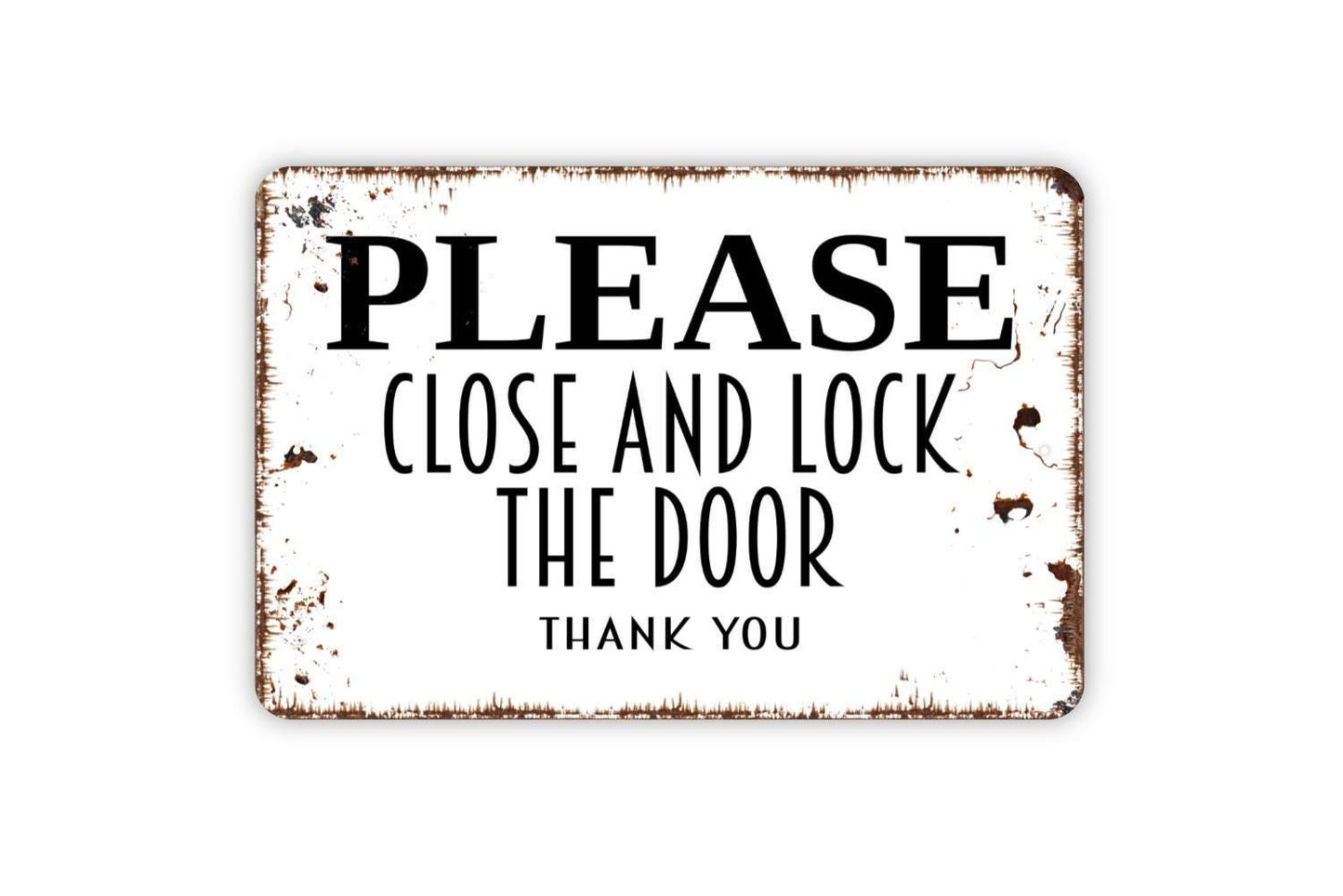 Please Close And Lock The Door Thank You Sign for Home or Business | Security Safety Reminder Wall Sign | Metal Door Sign or Vinyl Sticker